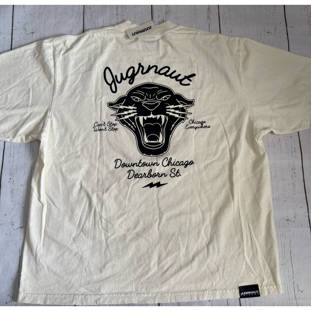 Jugrnaut Chicago Panther Tshirt XL Can't Stop Won't Stop NWT Cream - Picture 5 of 8